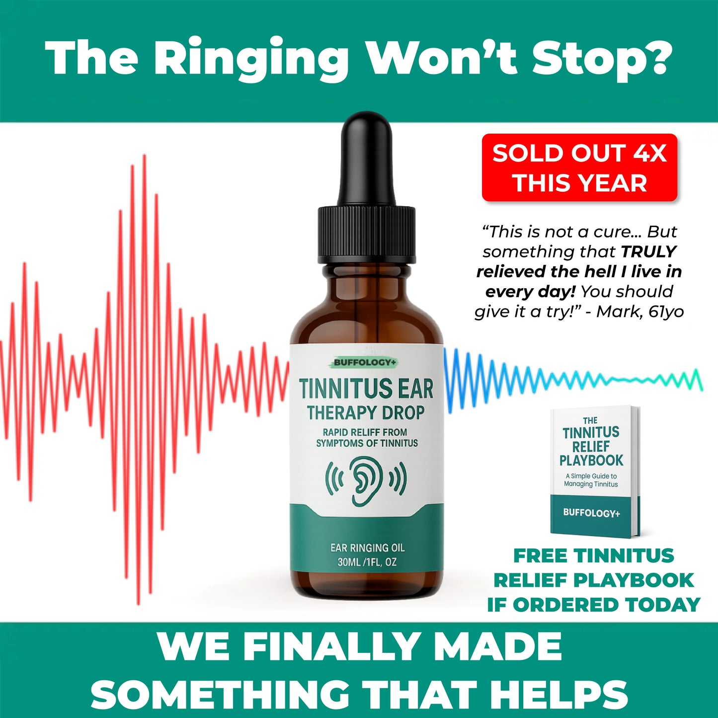 Buffology+ Clinical Strength Tinnitus Ear Therapy Drops