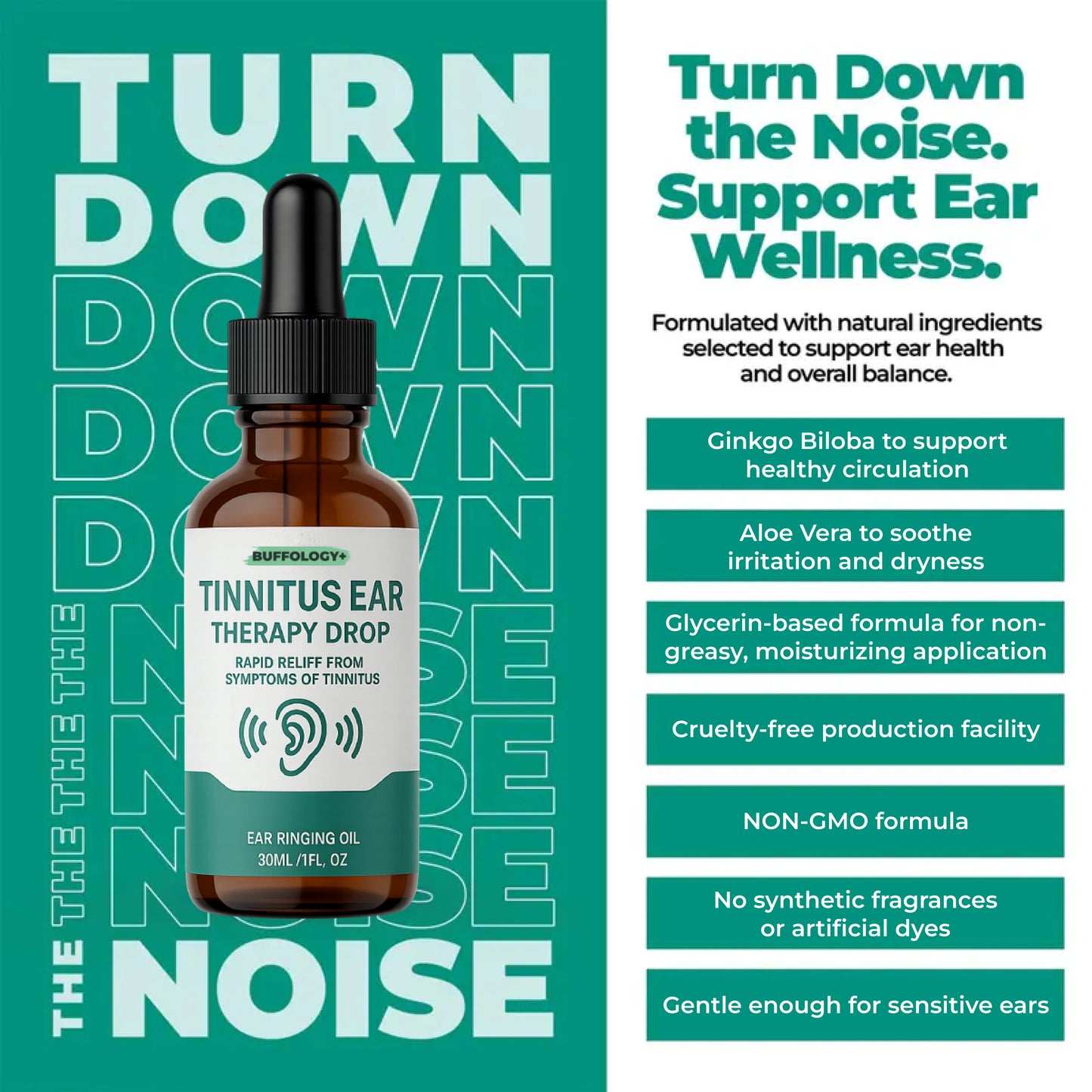 Buffology+ Clinical Strength Tinnitus Ear Therapy Drops
